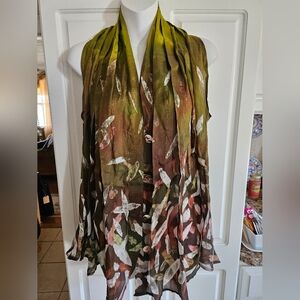 Green and Brown Pleated Top